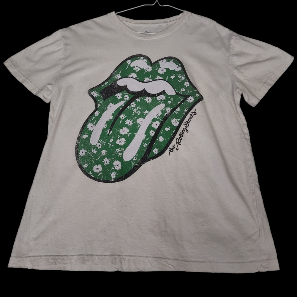 Rolling Stones Green Flower Tounge T Shirt
